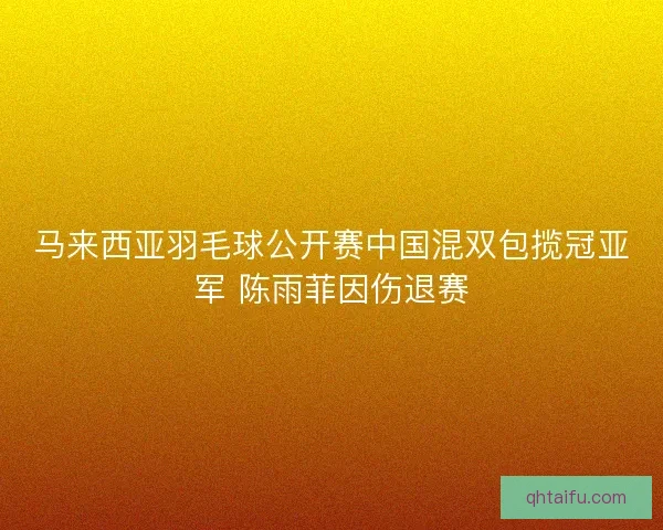 马来西亚羽毛球公开赛中国混双包揽冠亚军 陈雨菲因伤退赛